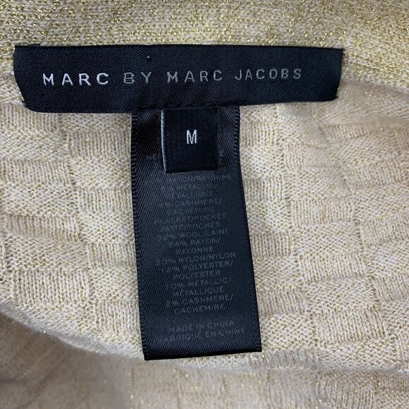 Marc Marc Jacobs Sz M Cardigan Sweater Gold Cornsilk Multi Wool Cashmere Blend - Picture 3 of 10